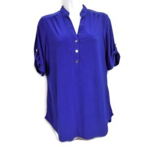 Per Seption Concept Blue V Neck Blouse Top Size 2X